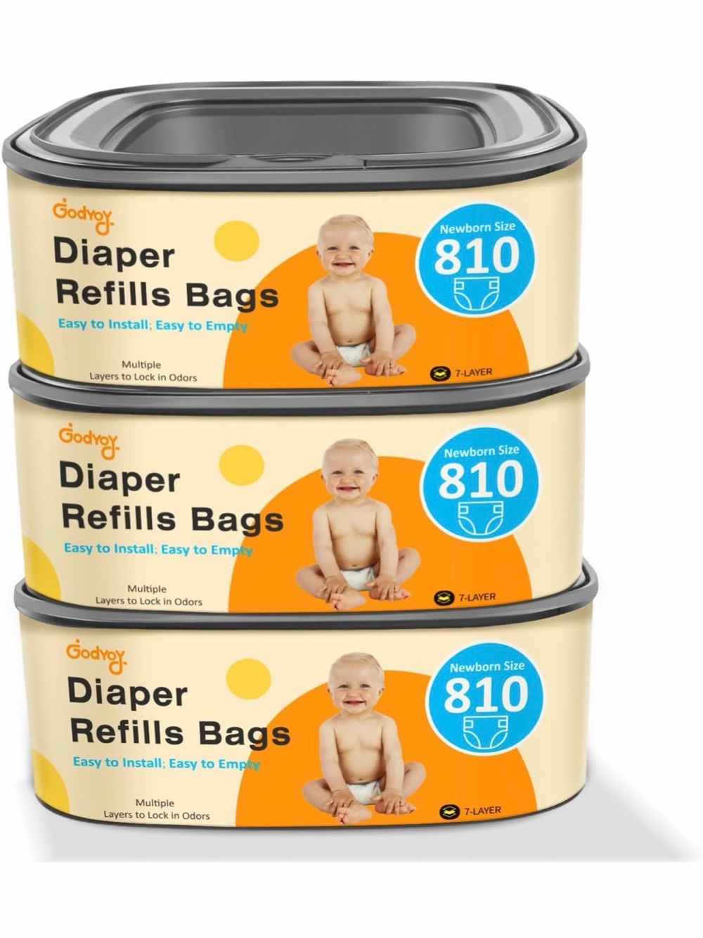 Jumbo Square Refill Fits Diaper Genie Classic, Compact, Select Pails